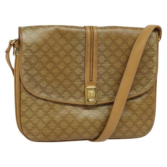 CELINE Macadam Canvas Shoulder Bag Pvc Beige Gold - Picture 1 of 13